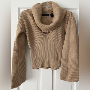 Express gold cowl neck cropped sweater, size M